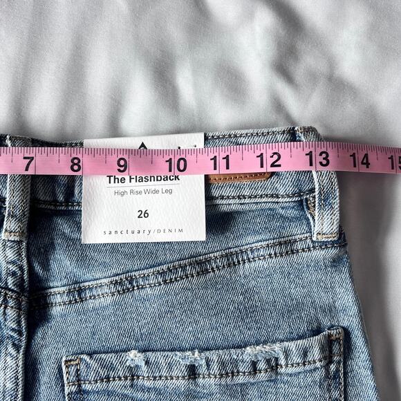 Sanctuary Revolve The Flashback High Rise Wide Leg Jeans Raw Hem Slit 26 NWT - Picture 6 of 14